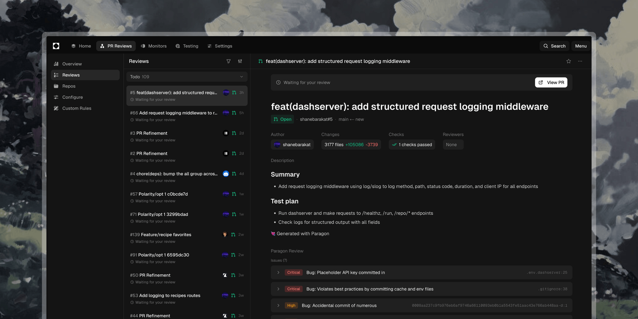 Paragon PR Reviews Dashboard